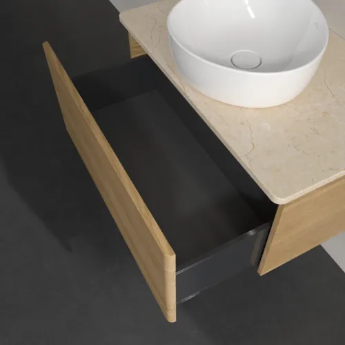 Bild von VILLEROY BOCH Antao Waschbeckenunterschrank, mit Beleuchtung, 1 Auszug, 800 x 360 x 500 mm, Front ohne Struktur, Honey Oak / Botticino #L30013HN