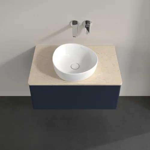 Bild von VILLEROY BOCH Antao Waschbeckenunterschrank, mit Beleuchtung, 1 Auszug, 800 x 360 x 500 mm, Front ohne Struktur, Midnight Blue Matt Lacquer / Botticino #L30013HG