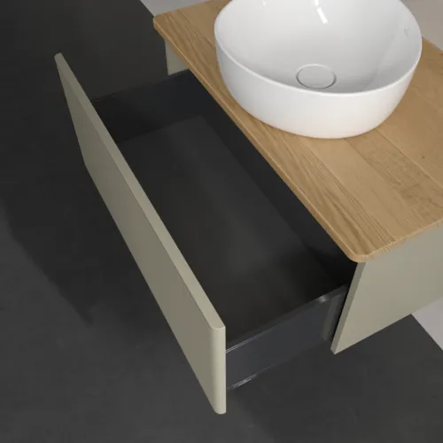 Bild von VILLEROY BOCH Antao Waschbeckenunterschrank, mit Beleuchtung, 1 Auszug, 800 x 360 x 500 mm, Front mit Struktur, Stone Grey Matt Lacquer / Honey Oak #L30111HK