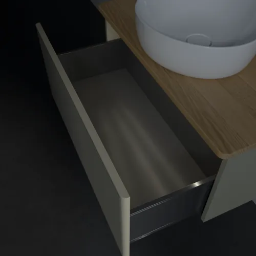 Bild von VILLEROY BOCH Antao Waschbeckenunterschrank, mit Beleuchtung, 1 Auszug, 800 x 360 x 500 mm, Front mit Struktur, Stone Grey Matt Lacquer / Honey Oak #L30111HK