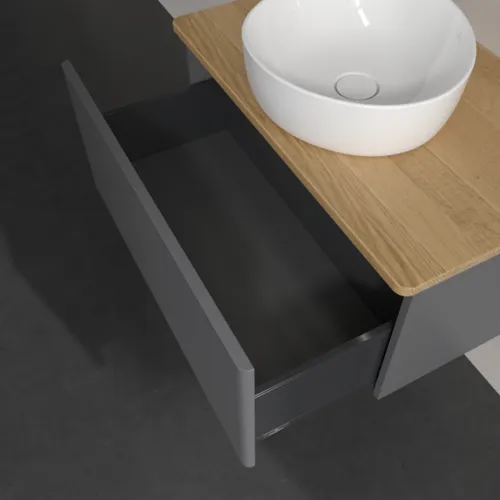 Bild von VILLEROY BOCH Antao Waschbeckenunterschrank, mit Beleuchtung, 1 Auszug, 800 x 360 x 500 mm, Front mit Struktur, Anthracite Matt Lacquer / Honey Oak #L30111GK