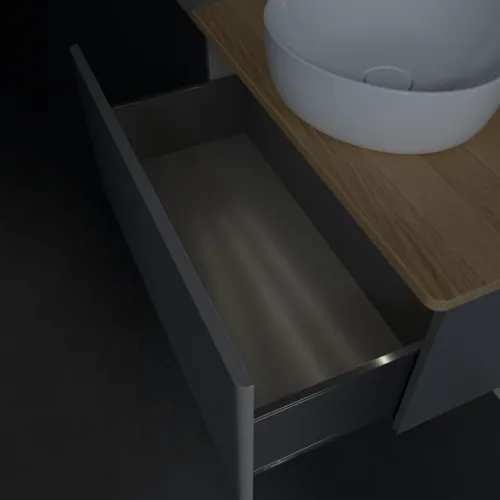 Bild von VILLEROY BOCH Antao Waschbeckenunterschrank, mit Beleuchtung, 1 Auszug, 800 x 360 x 500 mm, Front mit Struktur, Anthracite Matt Lacquer / Honey Oak #L30111GK
