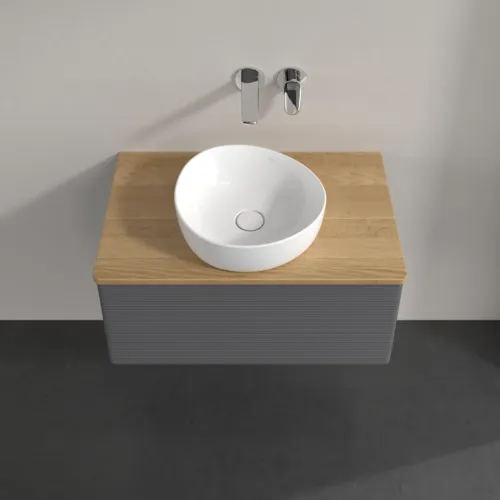 Bild von VILLEROY BOCH Antao Waschbeckenunterschrank, mit Beleuchtung, 1 Auszug, 800 x 360 x 500 mm, Front mit Struktur, Anthracite Matt Lacquer / Honey Oak #L30111GK