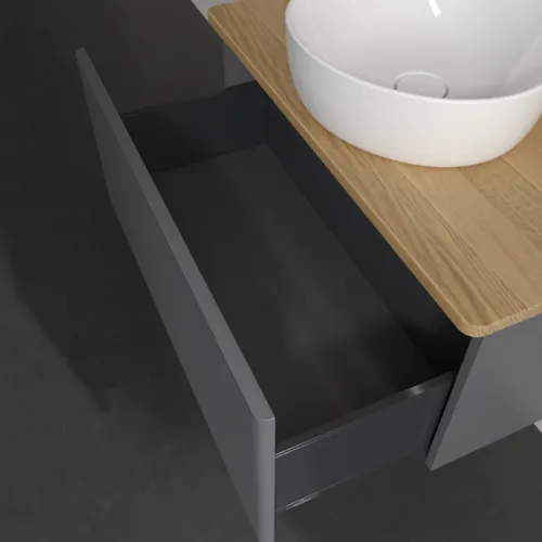 Bild von VILLEROY BOCH Antao Waschbeckenunterschrank, mit Beleuchtung, 1 Auszug, 800 x 360 x 500 mm, Front mit Struktur, Anthracite Matt Lacquer / Honey Oak #L30111GK