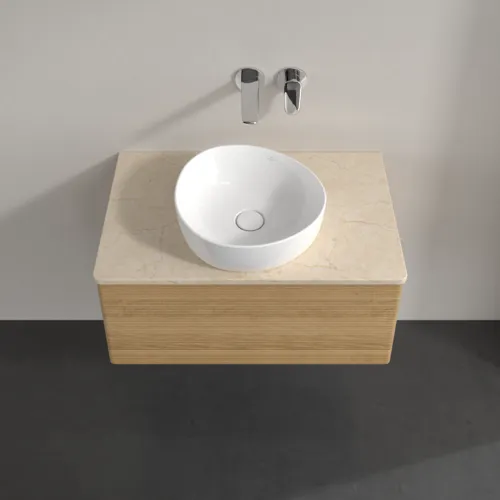 Bild von VILLEROY BOCH Antao Waschbeckenunterschrank, mit Beleuchtung, 1 Auszug, 800 x 360 x 500 mm, Front mit Struktur, Honey Oak / Botticino #L30113HN