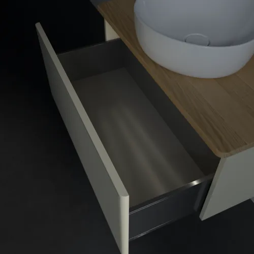 Bild von VILLEROY BOCH Antao Waschbeckenunterschrank, mit Beleuchtung, 1 Auszug, 800 x 360 x 500 mm, Front mit Struktur, Silk Grey Matt Lacquer / Honey Oak #L30111HJ