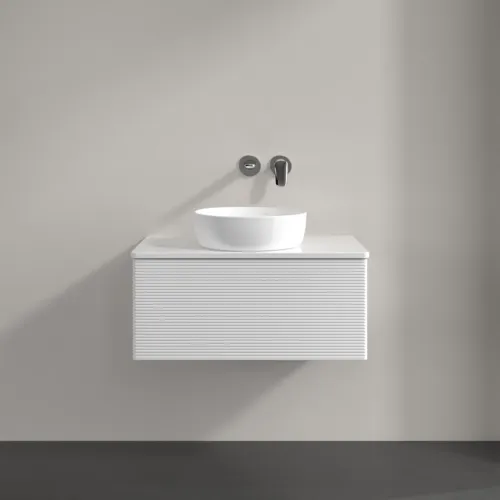 Bild von VILLEROY BOCH Antao Waschbeckenunterschrank, mit Beleuchtung, 1 Auszug, 800 x 360 x 500 mm, Front mit Struktur, Glossy White Lacquer / Glossy White Lacquer #L30150GF