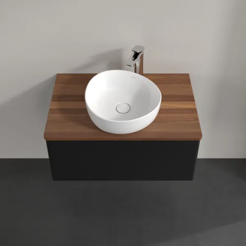 Bild von VILLEROY BOCH Antao Waschbeckenunterschrank, mit Beleuchtung, 1 Auszug, 800 x 360 x 500 mm, Front ohne Struktur, Black Matt Lacquer / Warm Walnut #L30052PD