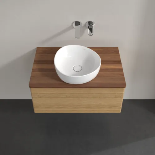 Bild von VILLEROY BOCH Antao Waschbeckenunterschrank, mit Beleuchtung, 1 Auszug, 800 x 360 x 500 mm, Front mit Struktur, Honey Oak / Warm Walnut #L30112HN