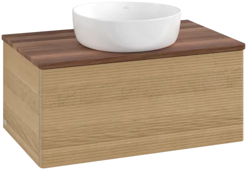Obrázek VILLEROY BOCH Antao Vanity unit, with lighting, 1 pull-out compartment, 800 x 360 x 500 mm, Front with grain texture, Honey Oak / Warm Walnut #L30112HN