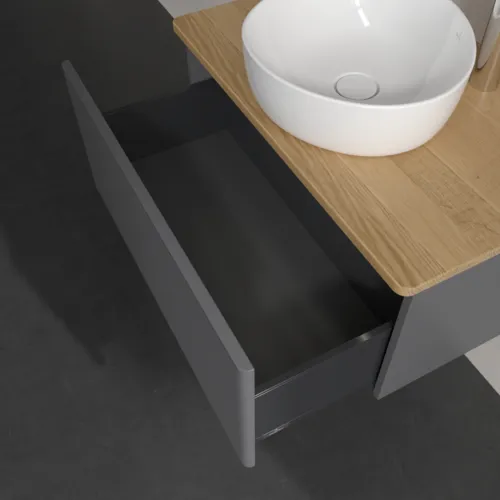 Bild von VILLEROY BOCH Antao Waschbeckenunterschrank, mit Beleuchtung, 1 Auszug, 800 x 360 x 500 mm, Front mit Struktur, Anthracite Matt Lacquer / Honey Oak #L30151GK