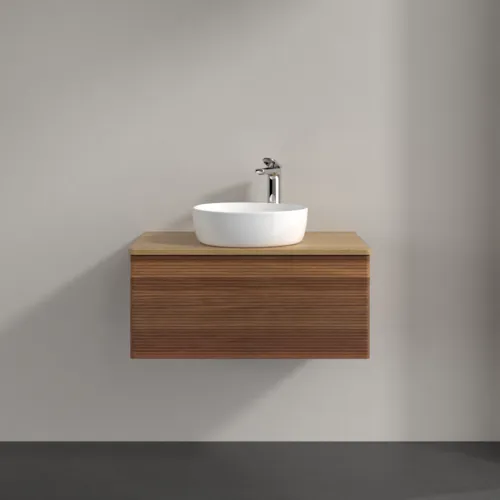 Bild von VILLEROY BOCH Antao Waschbeckenunterschrank, mit Beleuchtung, 1 Auszug, 800 x 360 x 500 mm, Front mit Struktur, Warm Walnut / Honey Oak #L30151HM