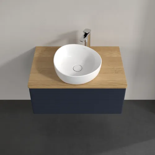 Bild von VILLEROY BOCH Antao Waschbeckenunterschrank, mit Beleuchtung, 1 Auszug, 800 x 360 x 500 mm, Front mit Struktur, Midnight Blue Matt Lacquer / Honey Oak #L30151HG