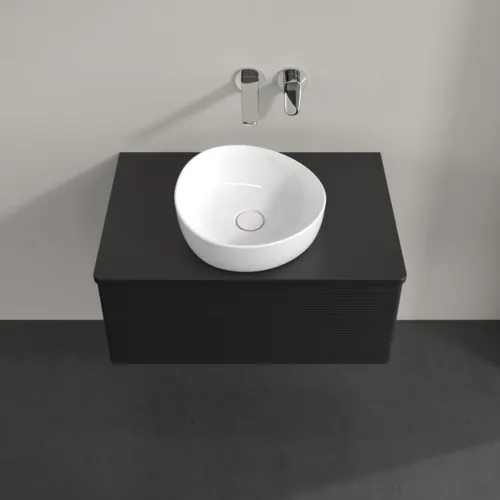 Bild von VILLEROY BOCH Antao Waschbeckenunterschrank, mit Beleuchtung, 1 Auszug, 800 x 360 x 500 mm, Front mit Struktur, Black Matt Lacquer / Black Matt Lacquer #L30150PD