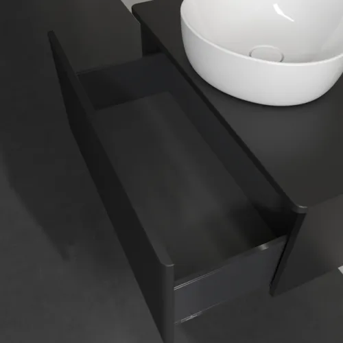 Bild von VILLEROY BOCH Antao Waschbeckenunterschrank, mit Beleuchtung, 1 Auszug, 800 x 360 x 500 mm, Front mit Struktur, Black Matt Lacquer / Black Matt Lacquer #L30150PD