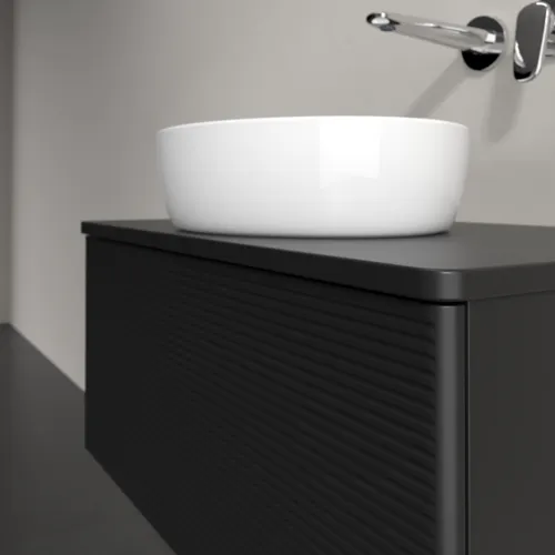 Bild von VILLEROY BOCH Antao Waschbeckenunterschrank, mit Beleuchtung, 1 Auszug, 800 x 360 x 500 mm, Front mit Struktur, Black Matt Lacquer / Black Matt Lacquer #L30150PD