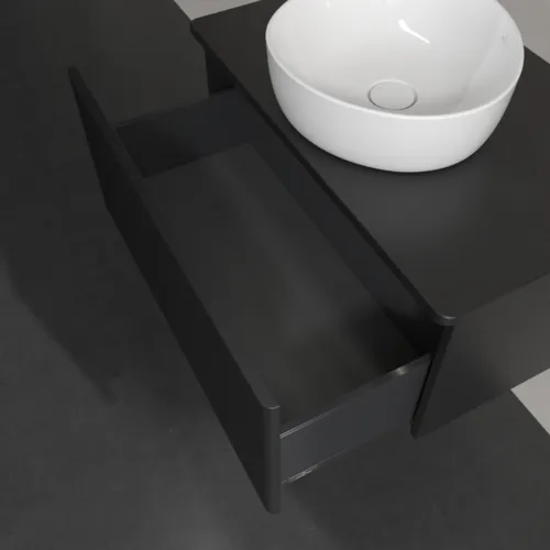 Bild von VILLEROY BOCH Antao Waschbeckenunterschrank, mit Beleuchtung, 1 Auszug, 800 x 360 x 500 mm, Front mit Struktur, Black Matt Lacquer / Black Matt Lacquer #L30150PD