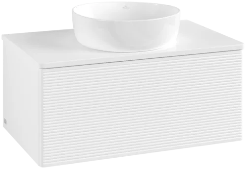 Obrázek VILLEROY BOCH Antao Vanity unit, with lighting, 1 pull-out compartment, 800 x 360 x 500 mm, Front with grain texture, White Matt Lacquer / White Matt Lacquer #L30150MT