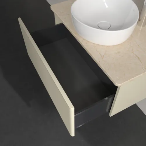Obrázek VILLEROY BOCH Antao Vanity unit, with lighting, 1 pull-out compartment, 800 x 360 x 500 mm, Front with grain texture, Silk Grey Matt Lacquer / Botticino #L30153HJ