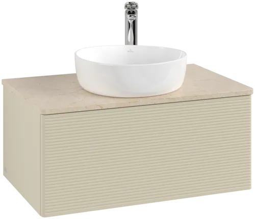 Obrázek VILLEROY BOCH Antao Vanity unit, with lighting, 1 pull-out compartment, 800 x 360 x 500 mm, Front with grain texture, Silk Grey Matt Lacquer / Botticino #L30153HJ