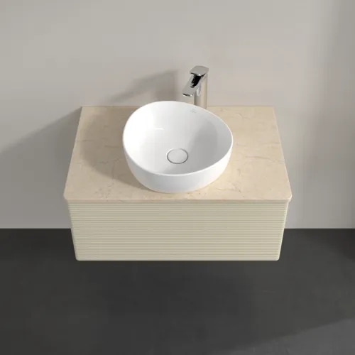 Obrázek VILLEROY BOCH Antao Vanity unit, with lighting, 1 pull-out compartment, 800 x 360 x 500 mm, Front with grain texture, Silk Grey Matt Lacquer / Botticino #L30153HJ