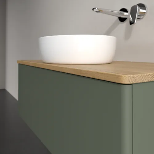 Obrázek VILLEROY BOCH Antao Vanity unit, with lighting, 1 pull-out compartment, 1000 x 360 x 500 mm, Front without structure, Leaf Green Matt Lacquer / Honey Oak #L31011HL
