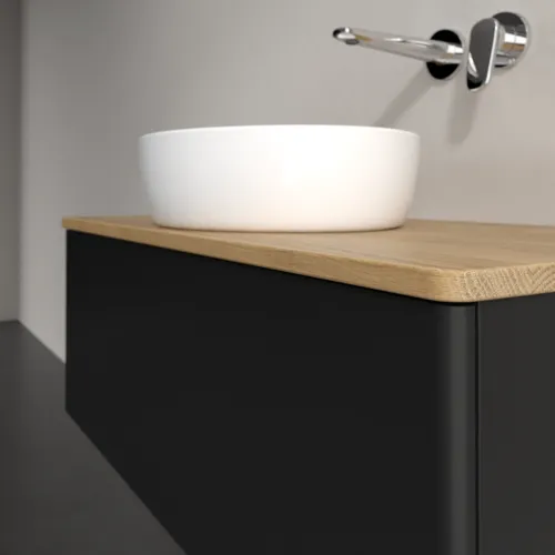 Bild von VILLEROY BOCH Antao Waschbeckenunterschrank, mit Beleuchtung, 1 Auszug, 1000 x 360 x 500 mm, Front ohne Struktur, Black Matt Lacquer / Honey Oak #L31011PD