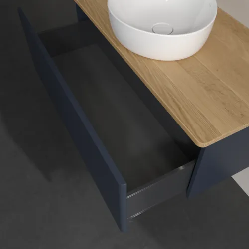 Bild von VILLEROY BOCH Antao Waschbeckenunterschrank, mit Beleuchtung, 1 Auszug, 1000 x 360 x 500 mm, Front ohne Struktur, Midnight Blue Matt Lacquer / Honey Oak #L31011HG