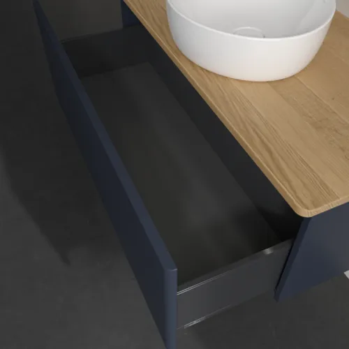 Bild von VILLEROY BOCH Antao Waschbeckenunterschrank, mit Beleuchtung, 1 Auszug, 1000 x 360 x 500 mm, Front ohne Struktur, Midnight Blue Matt Lacquer / Honey Oak #L31011HG