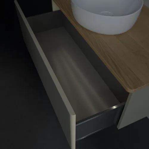 Bild von VILLEROY BOCH Antao Waschbeckenunterschrank, mit Beleuchtung, 1 Auszug, 1000 x 360 x 500 mm, Front ohne Struktur, Stone Grey Matt Lacquer / Honey Oak #L31011HK