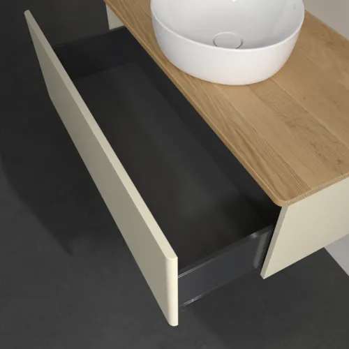 Bild von VILLEROY BOCH Antao Waschbeckenunterschrank, mit Beleuchtung, 1 Auszug, 1000 x 360 x 500 mm, Front ohne Struktur, Silk Grey Matt Lacquer / Honey Oak #L31011HJ