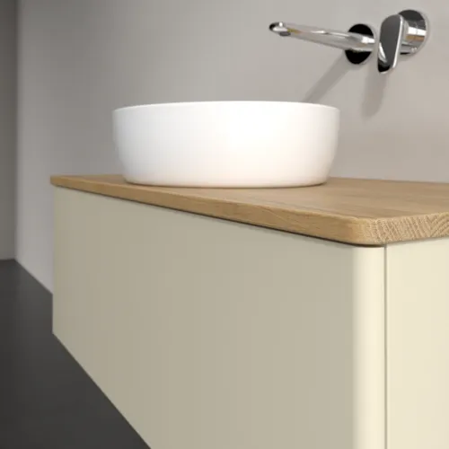 Bild von VILLEROY BOCH Antao Waschbeckenunterschrank, mit Beleuchtung, 1 Auszug, 1000 x 360 x 500 mm, Front ohne Struktur, Silk Grey Matt Lacquer / Honey Oak #L31011HJ