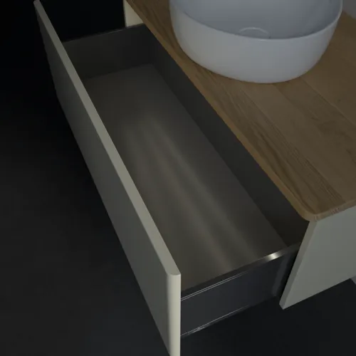 Bild von VILLEROY BOCH Antao Waschbeckenunterschrank, mit Beleuchtung, 1 Auszug, 1000 x 360 x 500 mm, Front ohne Struktur, Silk Grey Matt Lacquer / Honey Oak #L31011HJ