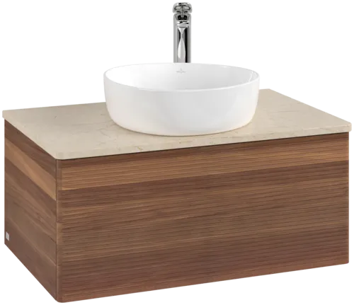 Obrázek VILLEROY BOCH Antao Vanity unit, with lighting, 1 pull-out compartment, 800 x 360 x 500 mm, Front with grain texture, Warm Walnut / Botticino #L30153HM
