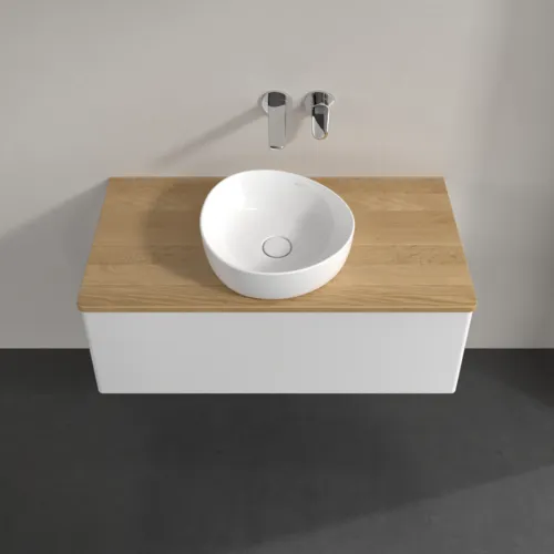 Obrázek VILLEROY BOCH Antao Vanity unit, with lighting, 1 pull-out compartment, 1000 x 360 x 500 mm, Front without structure, Glossy White Lacquer / Honey Oak #L31011GF