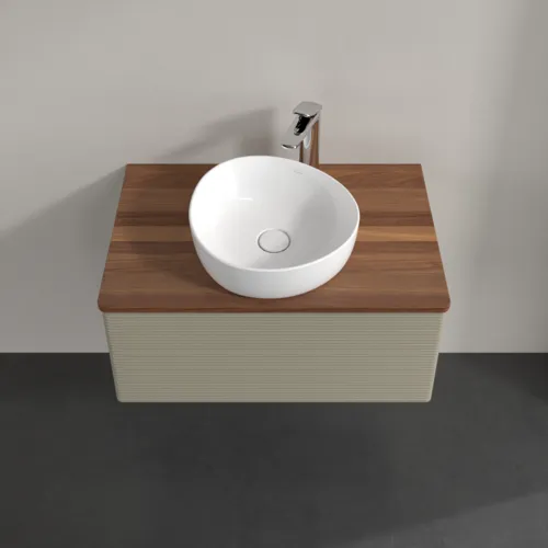 Bild von VILLEROY BOCH Antao Waschbeckenunterschrank, mit Beleuchtung, 1 Auszug, 800 x 360 x 500 mm, Front mit Struktur, Stone Grey Matt Lacquer / Warm Walnut #L30152HK