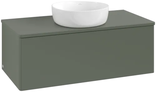 Picture of VILLEROY BOCH Antao Vanity unit, with lighting, 1 pull-out compartment, 1000 x 360 x 500 mm, Front without structure, Leaf Green Matt Lacquer / Leaf Green Matt Lacquer #L31010HL