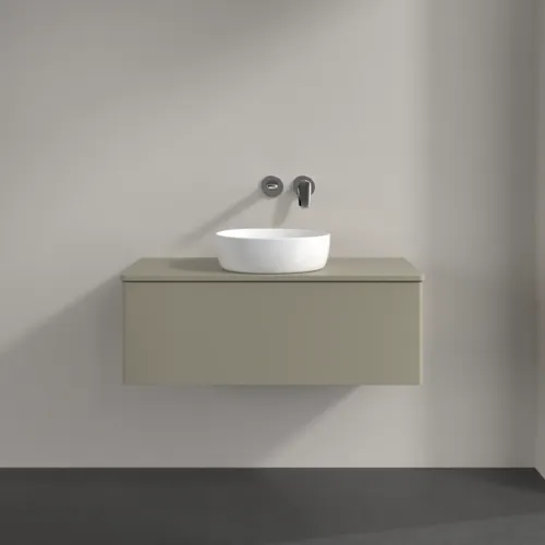 Bild von VILLEROY BOCH Antao Waschbeckenunterschrank, mit Beleuchtung, 1 Auszug, 1000 x 360 x 500 mm, Front ohne Struktur, Stone Grey Matt Lacquer / Stone Grey Matt Lacquer #L31010HK