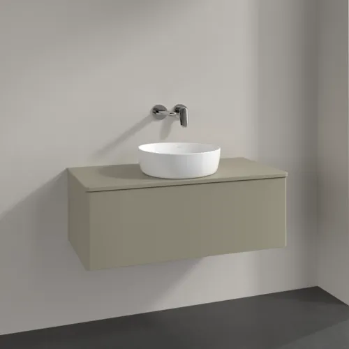 Bild von VILLEROY BOCH Antao Waschbeckenunterschrank, mit Beleuchtung, 1 Auszug, 1000 x 360 x 500 mm, Front ohne Struktur, Stone Grey Matt Lacquer / Stone Grey Matt Lacquer #L31010HK
