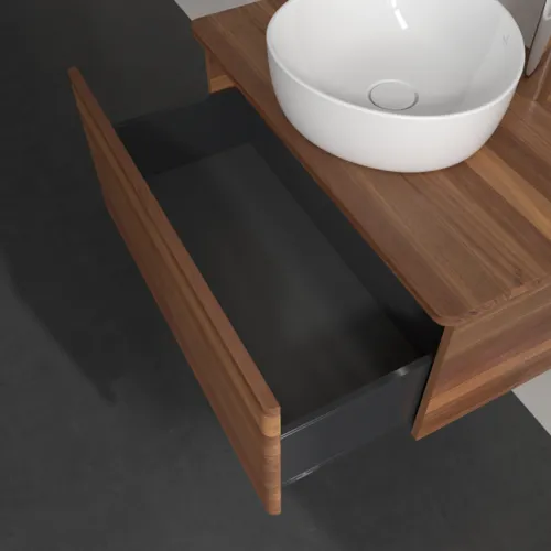 Bild von VILLEROY BOCH Antao Waschbeckenunterschrank, mit Beleuchtung, 1 Auszug, 800 x 360 x 500 mm, Front mit Struktur, Warm Walnut / Warm Walnut #L30152HM