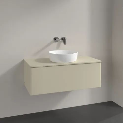 Bild von VILLEROY BOCH Antao Waschbeckenunterschrank, mit Beleuchtung, 1 Auszug, 1000 x 360 x 500 mm, Front ohne Struktur, Silk Grey Matt Lacquer / Silk Grey Matt Lacquer #L31010HJ