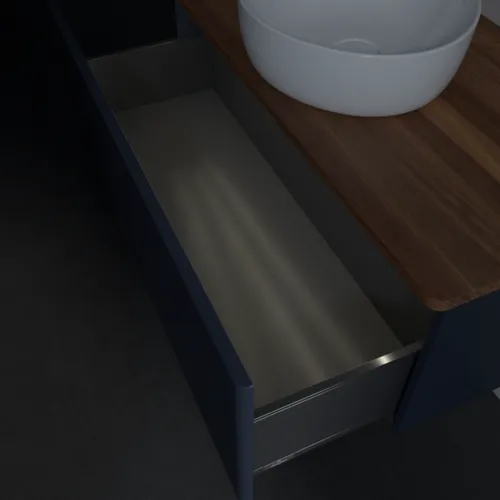 Bild von VILLEROY BOCH Antao Waschbeckenunterschrank, mit Beleuchtung, 1 Auszug, 1000 x 360 x 500 mm, Front ohne Struktur, Midnight Blue Matt Lacquer / Warm Walnut #L31012HG