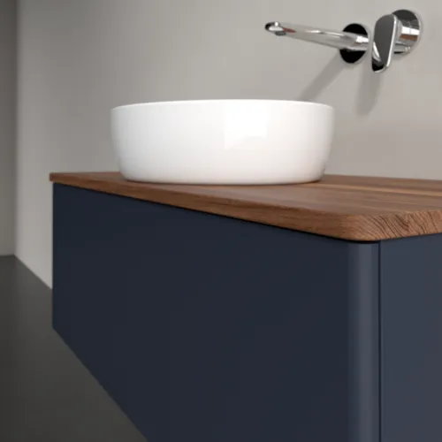 Bild von VILLEROY BOCH Antao Waschbeckenunterschrank, mit Beleuchtung, 1 Auszug, 1000 x 360 x 500 mm, Front ohne Struktur, Midnight Blue Matt Lacquer / Warm Walnut #L31012HG