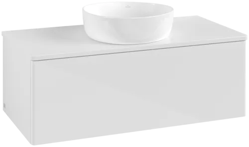 Picture of VILLEROY BOCH Antao Vanity unit, with lighting, 1 pull-out compartment, 1000 x 360 x 500 mm, Front without structure, Glossy White Lacquer / Glossy White Lacquer #L31010GF
