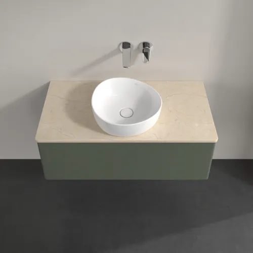 Obrázek VILLEROY BOCH Antao Vanity unit, with lighting, 1 pull-out compartment, 1000 x 360 x 500 mm, Front without structure, Leaf Green Matt Lacquer / Botticino #L31013HL