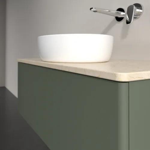 Obrázek VILLEROY BOCH Antao Vanity unit, with lighting, 1 pull-out compartment, 1000 x 360 x 500 mm, Front without structure, Leaf Green Matt Lacquer / Botticino #L31013HL