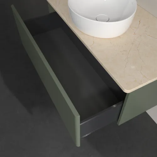 Obrázek VILLEROY BOCH Antao Vanity unit, with lighting, 1 pull-out compartment, 1000 x 360 x 500 mm, Front without structure, Leaf Green Matt Lacquer / Botticino #L31013HL