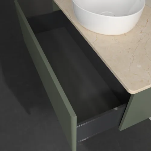 Obrázek VILLEROY BOCH Antao Vanity unit, with lighting, 1 pull-out compartment, 1000 x 360 x 500 mm, Front without structure, Leaf Green Matt Lacquer / Botticino #L31013HL