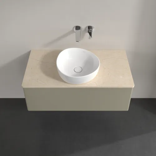 Bild von VILLEROY BOCH Antao Waschbeckenunterschrank, mit Beleuchtung, 1 Auszug, 1000 x 360 x 500 mm, Front ohne Struktur, Stone Grey Matt Lacquer / Botticino #L31013HK