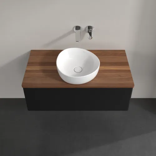 Obrázek VILLEROY BOCH Antao Vanity unit, with lighting, 1 pull-out compartment, 1000 x 360 x 500 mm, Front without structure, Black Matt Lacquer / Warm Walnut #L31012PD